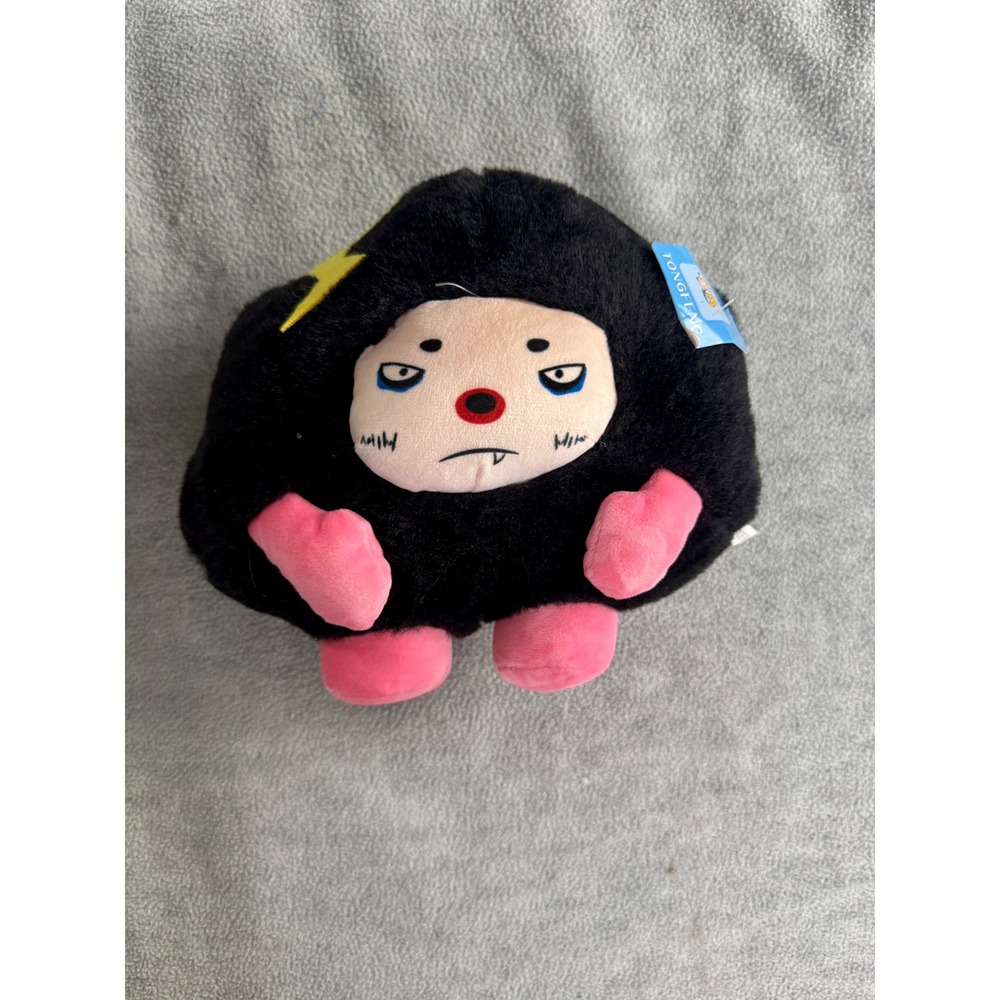 Tongfeng Grumpy Face Plush Toy Black Pink Yellow Lightning Bolt Character 7in